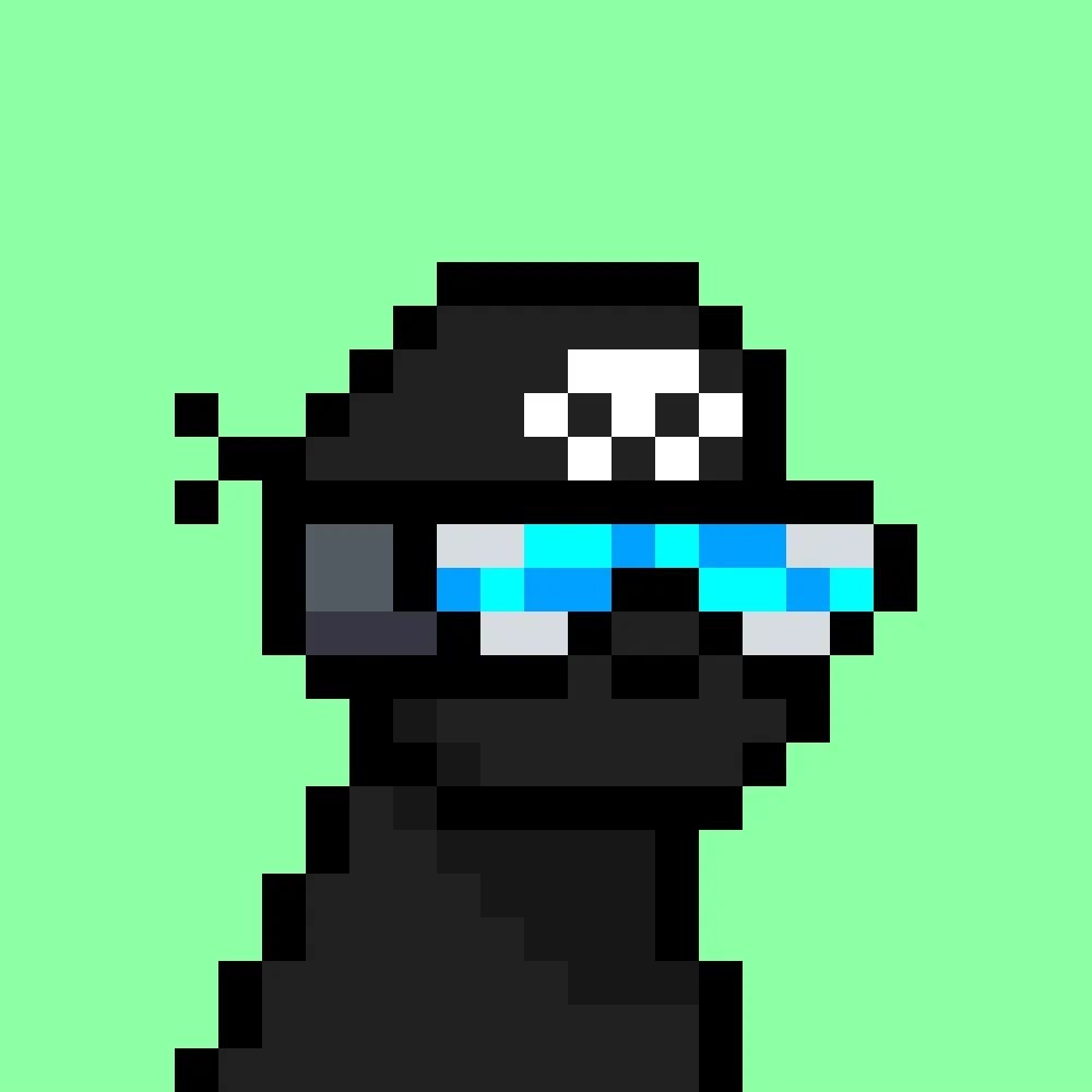 Rafmeta official pixel profile picture — Raf (@rafmeta) Official Rafmeta mint-background pixel dog with a skull visor and cyan glasses — Raf (@rafmeta)